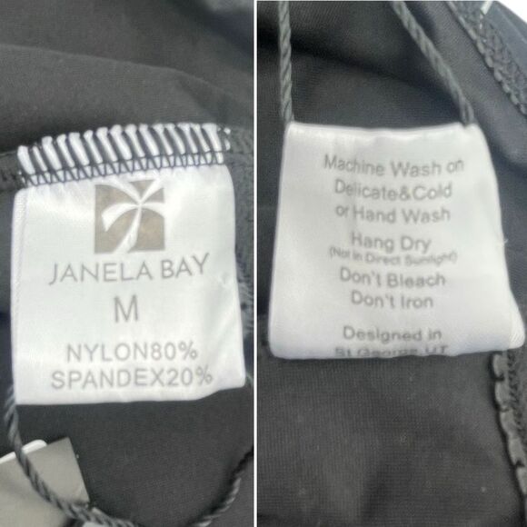 NWT Janela Bay Black Windowpane Halter Tankini Size Medium Modest Swimsuit Set - Picture 10 of 13